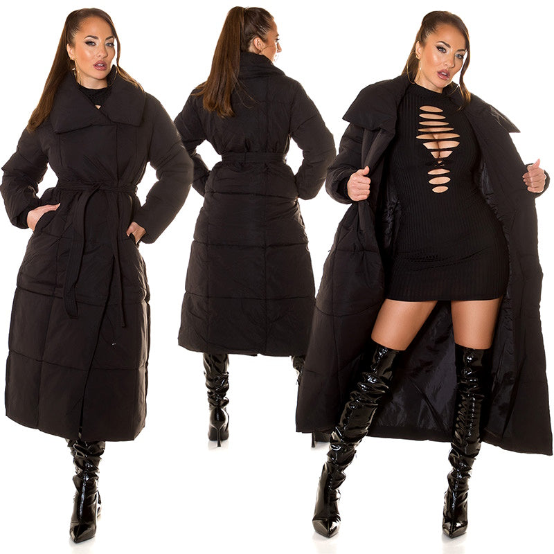 Giacca cappotto invernale lunga con cintura 0000J6503