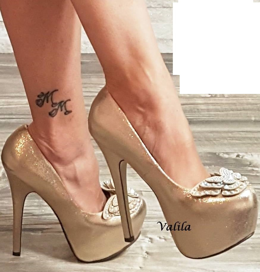 Decollete' dorate HP15 - tacco 15 cm - NUMERO 38 (Copia)