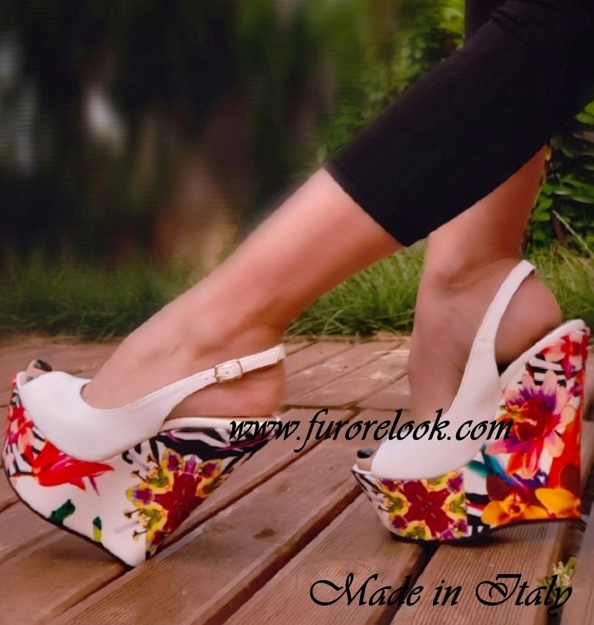 Numero 35-37- Made in Italy - Zeppe 15 cm Modello Cassandra