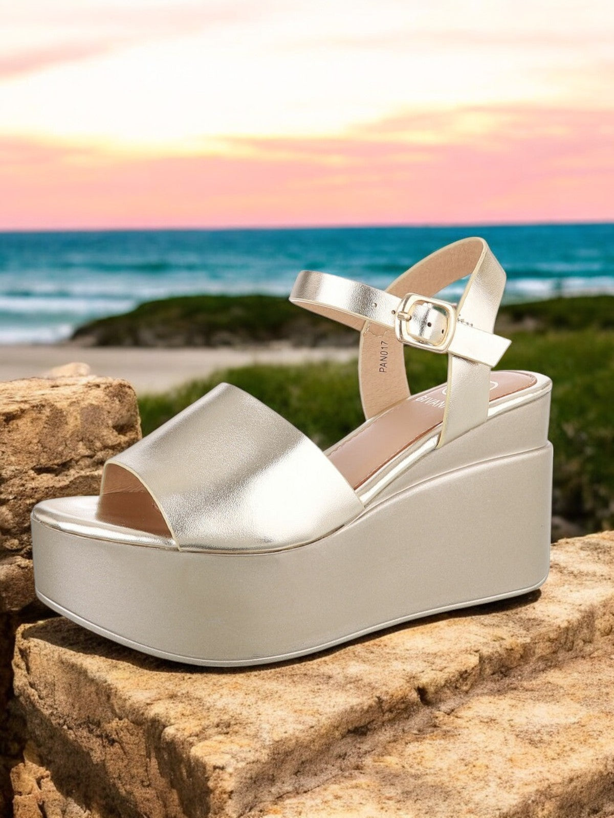 Zeppe sandali oro donna suola 10 cm - codice PAN017