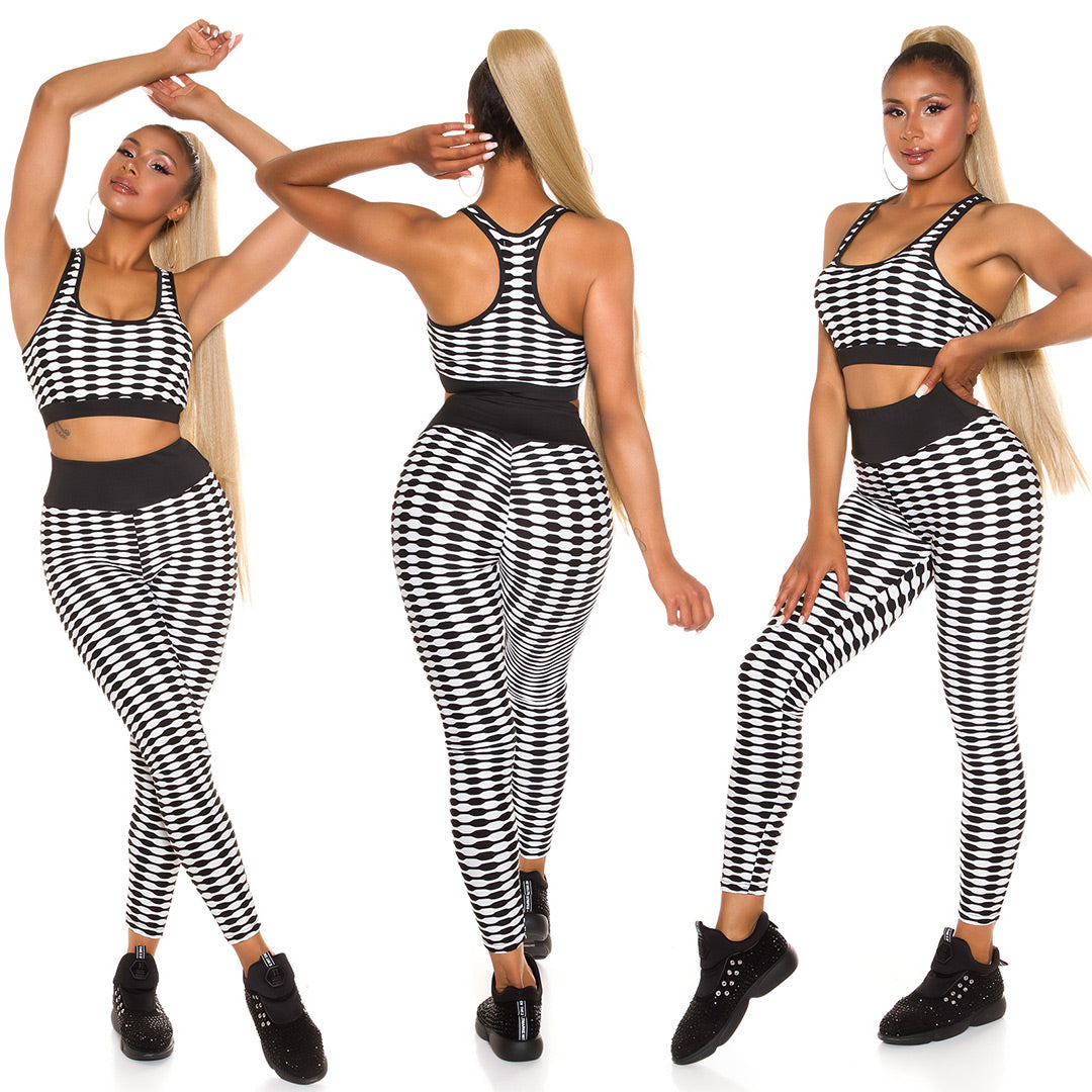 Completo top + leggins push-up bianco 0000SET727