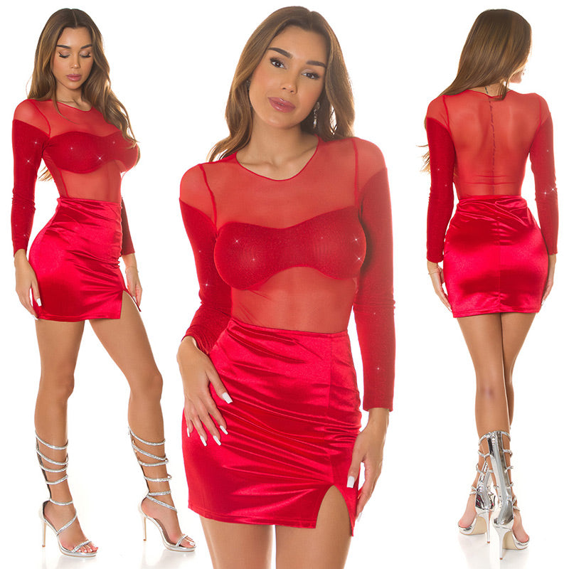 Body trasparente con glitter nero 0000B18345