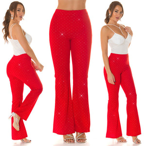 Pantaloni svasati con glitter rossi 0000H08338
