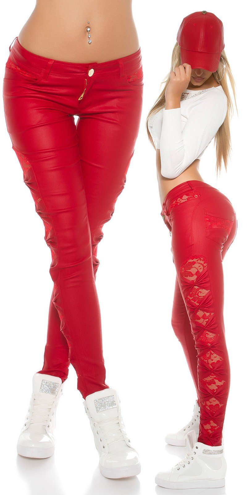 Pantaloni rossi con pizzo 0000H19011 - taglia XL