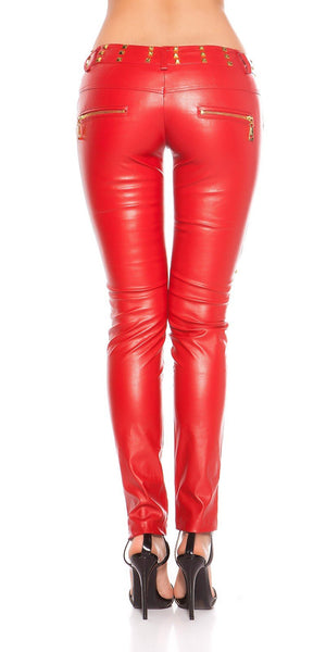 Pantaloni rossi con borchie e zip 0000IN50480