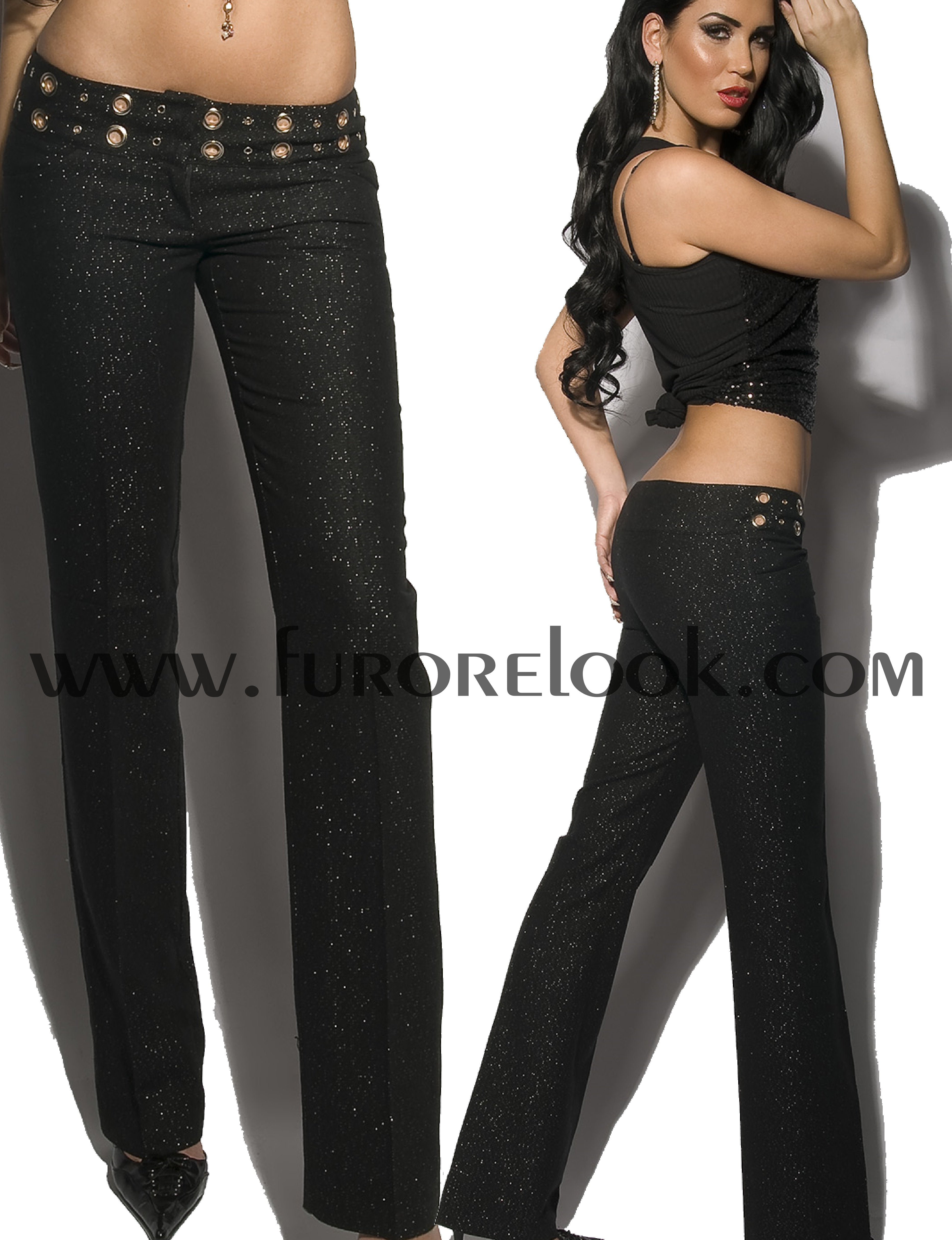 Pantaloni neri con glitter 0000ISF-LMR019