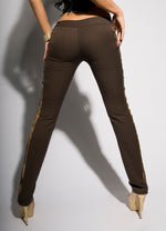 Pantaloni con pailettes cioccolato 0000ISFLMR017