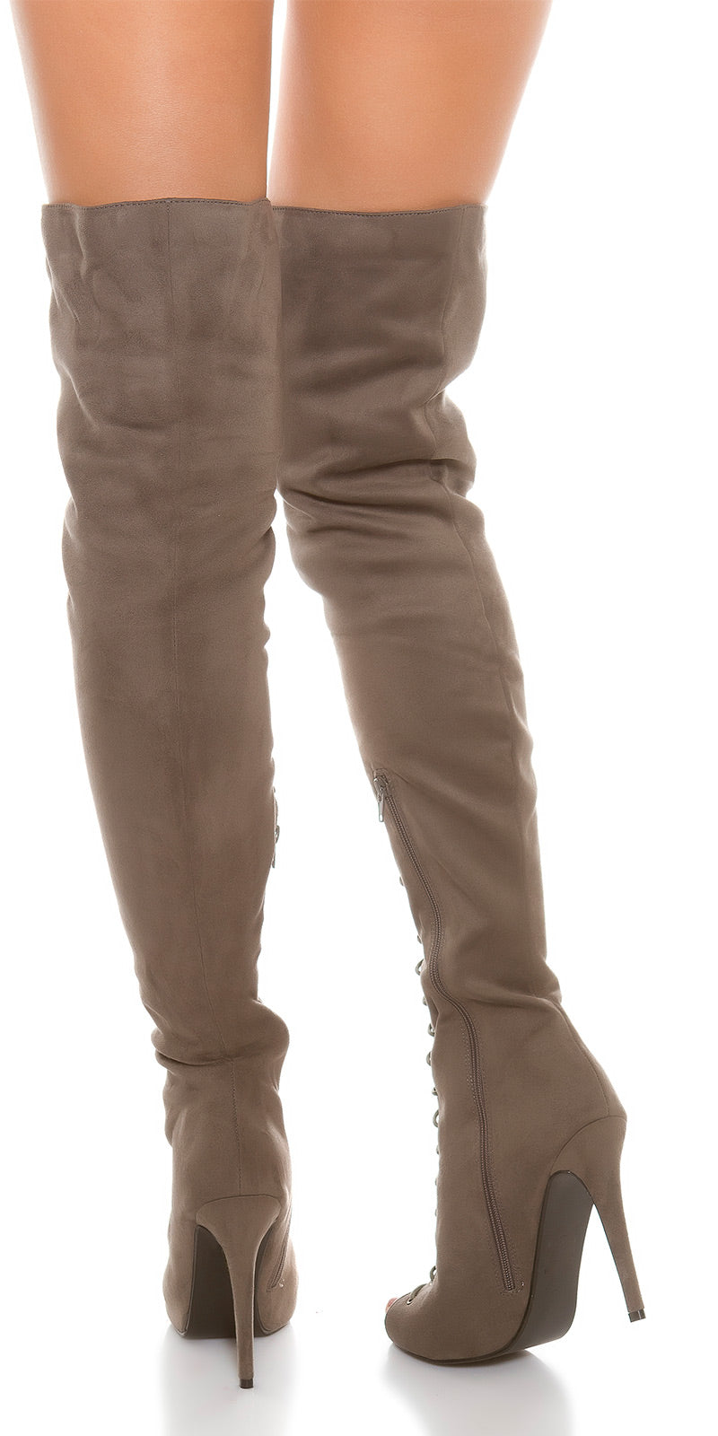 Stivali grigi con lacci tacco 14 cm 0000JM-67