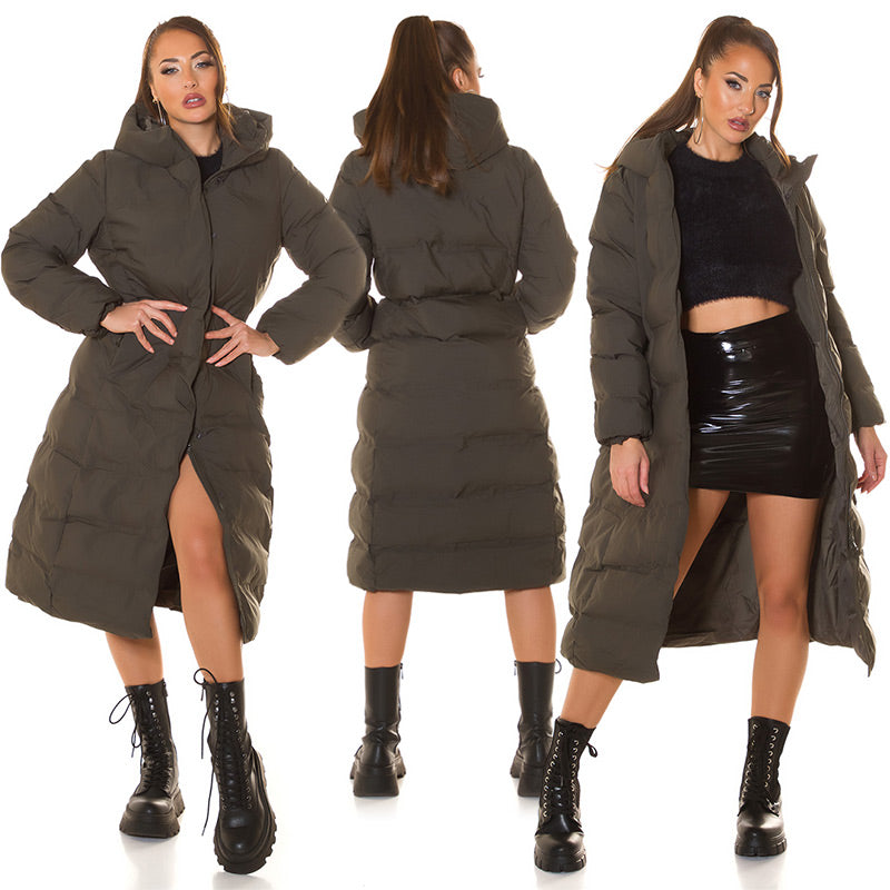 Cappotto invernale con cappuccio verde 0000JM7202
