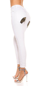 Jeans bianco con cavallo basso 0000K600-252