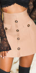 Gonna con bottoni decorativi cappuccino 0000MR3427