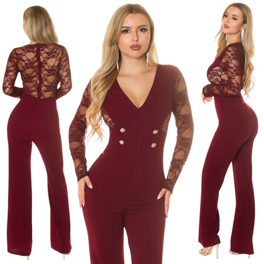 Tuta a gamba larga con pizzo 0000OV39089