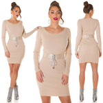 Abito in maglia con cintura cappuccino 0000PU6010