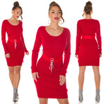 Abito in maglia con cintura rosso 0000PU6010