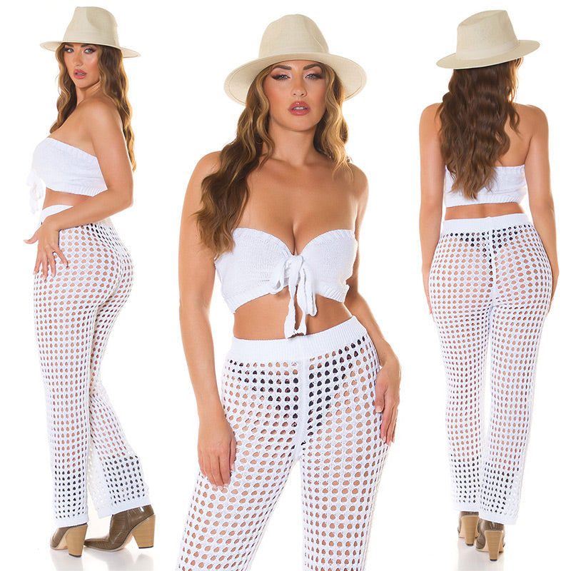 Completo mare top + pantaloncini bianco 0000SET5781