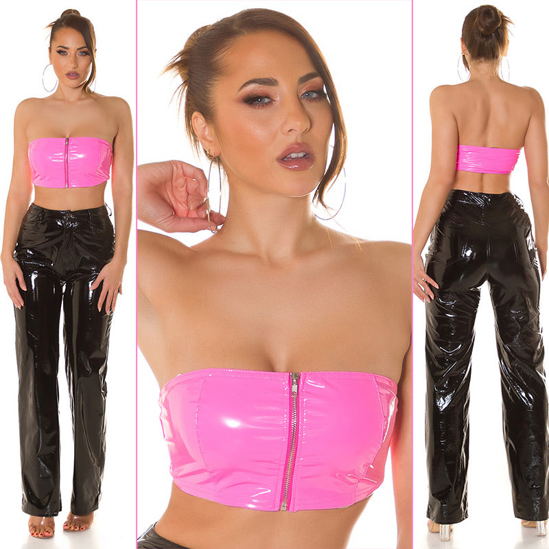 Top in lattice con zip rosa 0000T20661