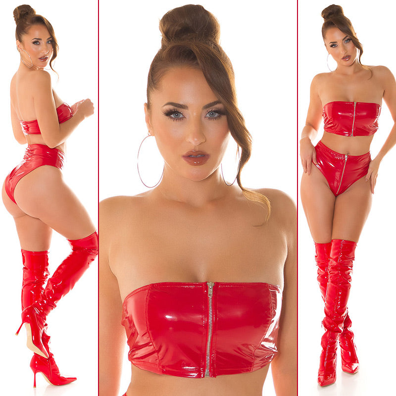 Top in lattice con zip rosso 0000T20661