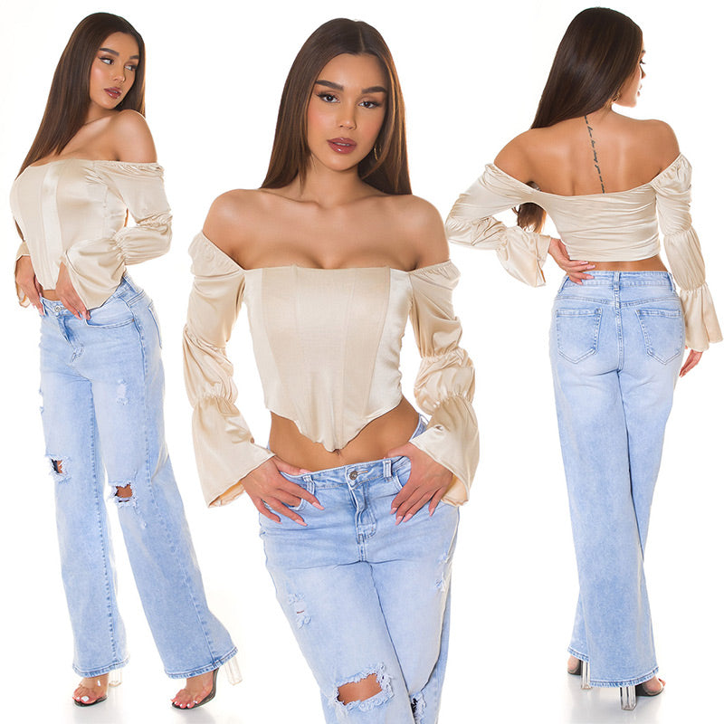 Top corsetto con spalle scoperte 0000T6258