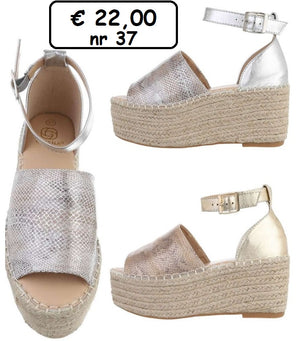 Sandali zeppa 8 cm colore oro o argento 690075 numero 37
