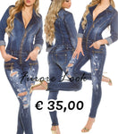 Salopette tuta in jeans con zip E1677 - taglia XL