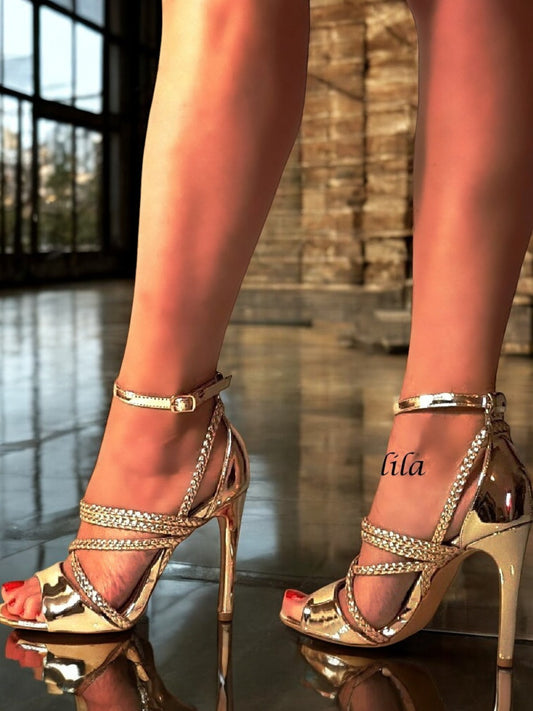 Sandali oro LL26 - tacco 8 cm - numero 37-40