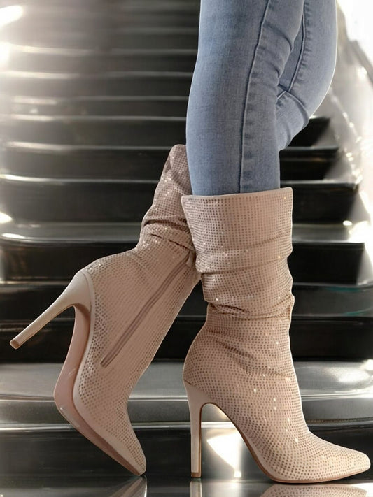 Stivaletti beige tacco 10 cm - codice ZOR80