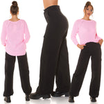 Pantaloni neri a vita alta 0000H02306
