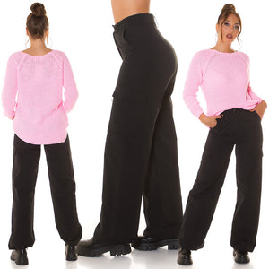 Pantaloni neri a vita alta 0000H02306