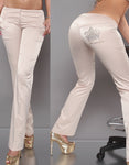 Pantaloni beige con corona in strass 0000ISF-LMR035