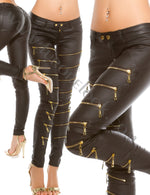 Pantaloni in similpelle con zip neri 0000LE18913