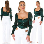 Top verde con bottoni in strass 0000T10210