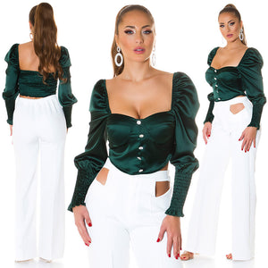 Top verde con bottoni in strass 0000T10210