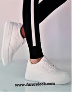 Sneakers bianche suola 4 cm - codice 8612-57 - numero 37