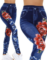 PROMO Leggins felpati con fiori e tasche stampate VAL5