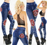 PROMO Leggins felpati con fiori e tasche stampate VAL5